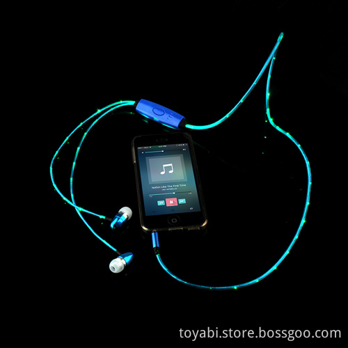 LED Flashing Light Glowing headphones Sport Stereo In-ear earphone Earbud Earphone with Microphone for Android IOS Mobile phone